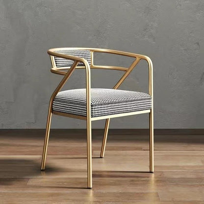 Contemporary Industrial Square Upholstered Suede Fabric PU Leather Iron Dining Chair Curved Backrest Armrest for Dining Room