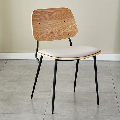 Contemporary Scandinavian Square PU Leather Metal Dining Chair Backrest Armless For Dining Room