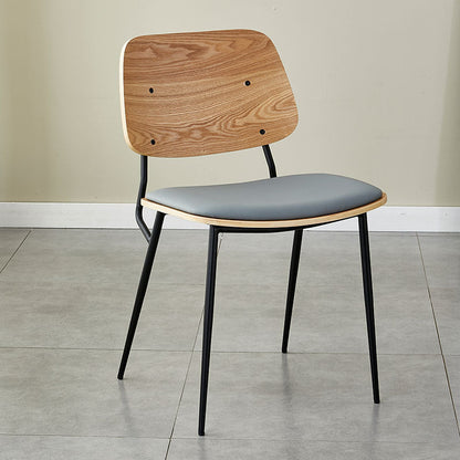 Contemporary Scandinavian Square PU Leather Metal Dining Chair Backrest Armless For Dining Room