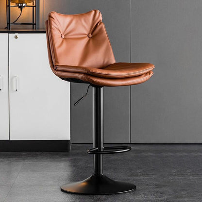 Modern Minimalist Rectangular Nappa Leather Iron Bar Stool Backrest Armless For Dining Room