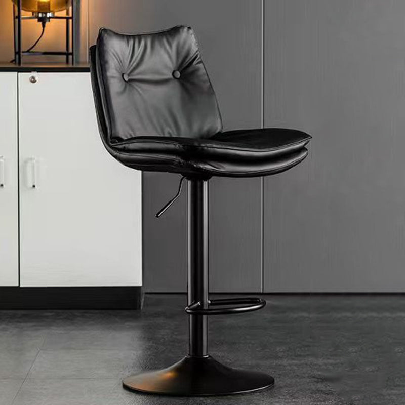 Modern Minimalist Rectangular Nappa Leather Iron Bar Stool Backrest Armless For Dining Room