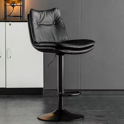 Modern Minimalist Rectangular Nappa Leather Iron Bar Stool Backrest Armless For Dining Room