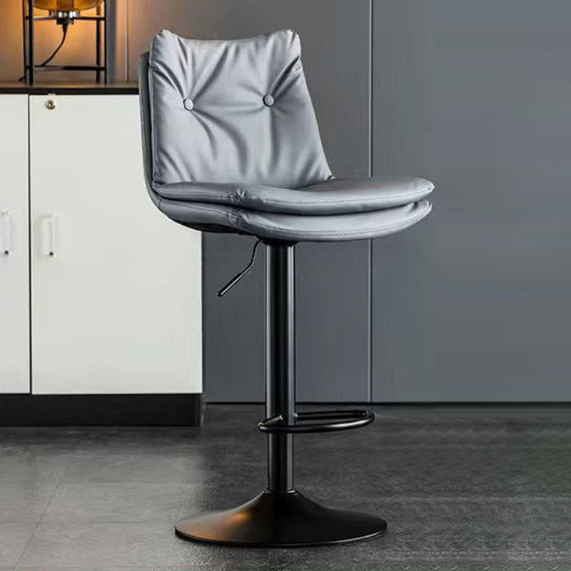 Modern Minimalist Rectangular Nappa Leather Iron Bar Stool Backrest Armless For Dining Room