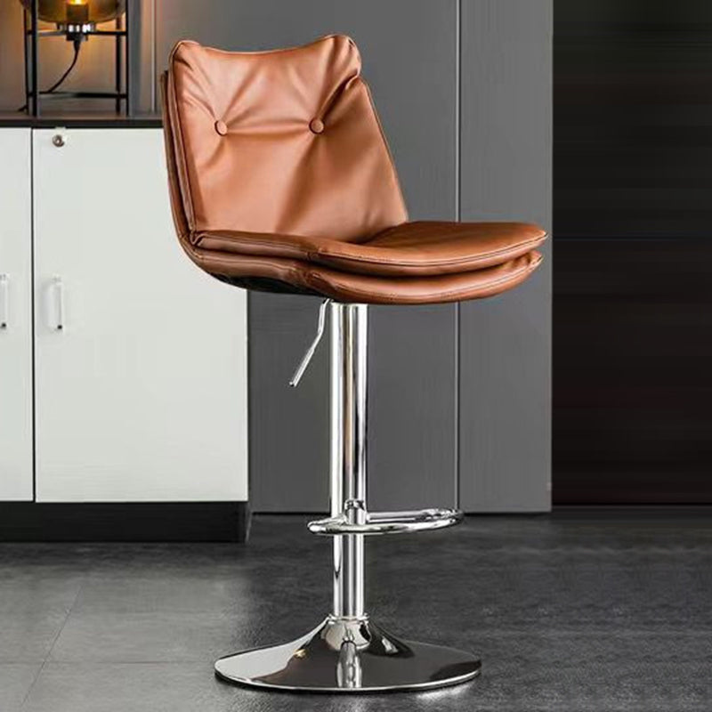 Modern Minimalist Rectangular Nappa Leather Iron Bar Stool Backrest Armless For Dining Room