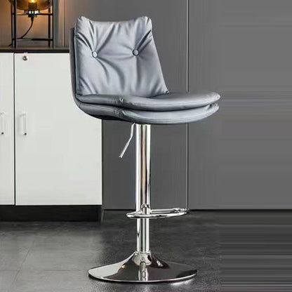 Modern Minimalist Rectangular Nappa Leather Iron Bar Stool Backrest Armless For Dining Room