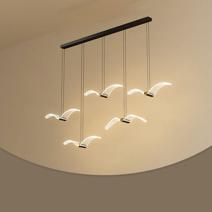 ثريا LED من الحديد الأكريليك مستطيلة الشكل بتصميم طائر النورس الإسكندنافي المعاصر لغرفة الطعام