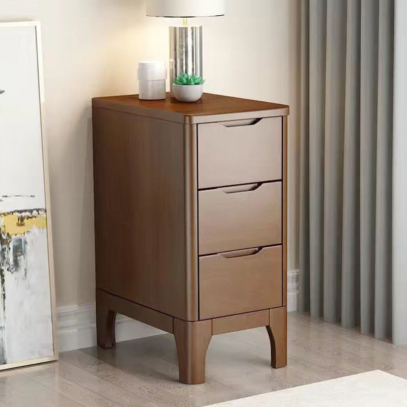 Contemporary Nordic Rectangular Solid Wood Nightstand 2-Drawer For Bedroom