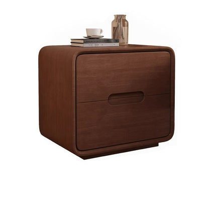 Modern Minimalist Rectangular Solid Wood Nightstand 2-Drawer For Bedroom