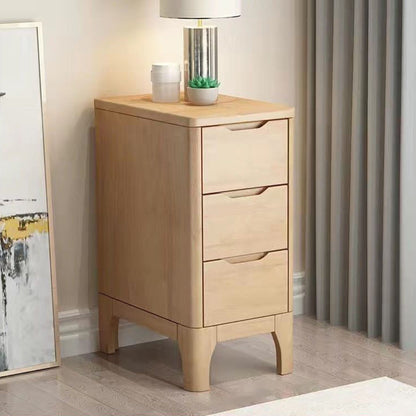 Contemporary Nordic Rectangular Solid Wood Nightstand 2-Drawer For Bedroom