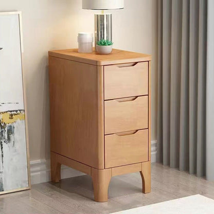 Contemporary Nordic Rectangular Solid Wood Nightstand 2-Drawer For Bedroom