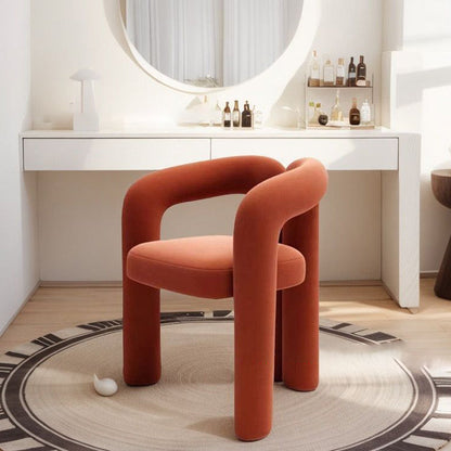 Contemporary Creative Curved Velvet Iron Vanity Stool Backrest Armless For Bedroom
