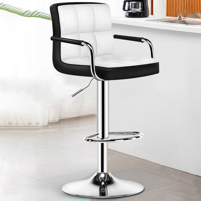 Modern Minimalist Rectangular PU Leather Latex Iron Bar Stool Backrest Armrest For Dining Room