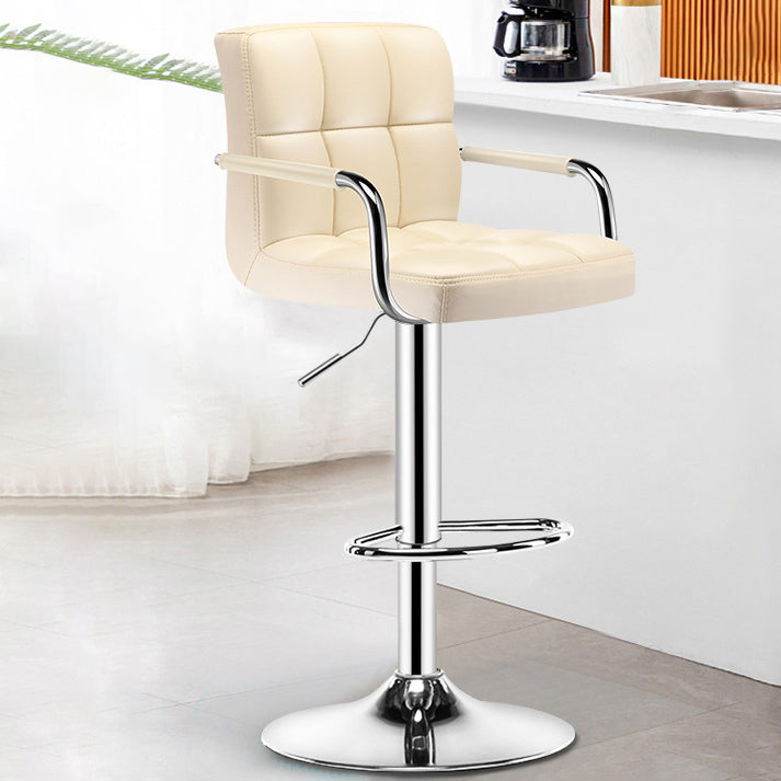 Modern Minimalist Rectangular PU Leather Latex Iron Bar Stool Backrest Armrest For Dining Room