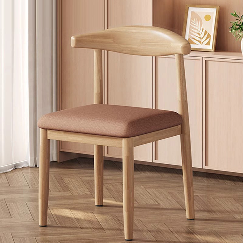 Modern Minimalist Curved Rectangular Cotton Linen Steel Dining Chair Backrest Armless For Dining Room