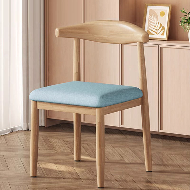 Modern Minimalist Curved Rectangular Cotton Linen Steel Dining Chair Backrest Armless For Dining Room