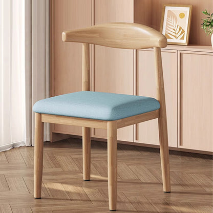 Modern Minimalist Curved Rectangular Cotton Linen Steel Dining Chair Backrest Armless For Dining Room