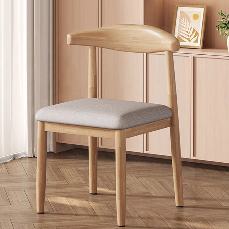 Modern Minimalist Curved Rectangular Cotton Linen Steel Dining Chair Backrest Armless For Dining Room