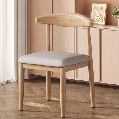 Modern Minimalist Curved Rectangular Cotton Linen Steel Dining Chair Backrest Armless For Dining Room
