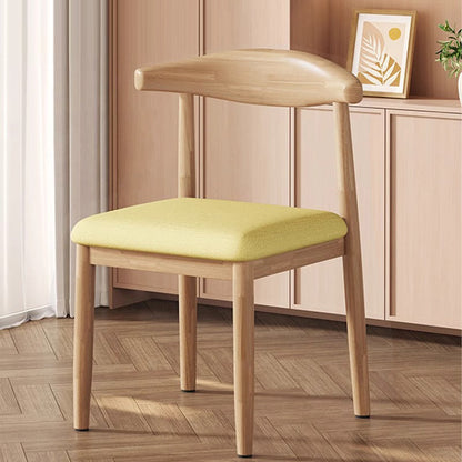 Modern Minimalist Curved Rectangular Cotton Linen Steel Dining Chair Backrest Armless For Dining Room