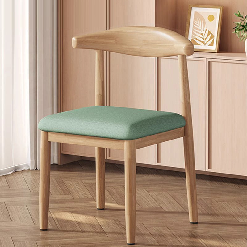 Modern Minimalist Curved Rectangular Cotton Linen Steel Dining Chair Backrest Armless For Dining Room