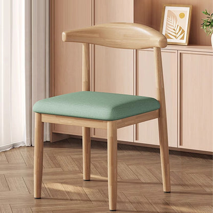 Modern Minimalist Curved Rectangular Cotton Linen Steel Dining Chair Backrest Armless For Dining Room