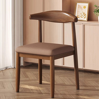 Modern Minimalist Curved Rectangular Cotton Linen Steel Dining Chair Backrest Armless For Dining Room