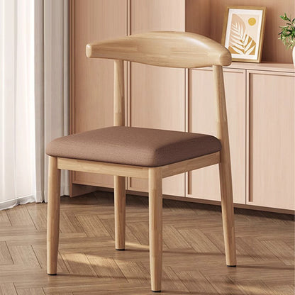 Modern Minimalist Curved Rectangular Cotton Linen Steel Dining Chair Backrest Armless For Dining Room