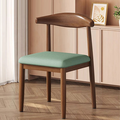 Modern Minimalist Curved Rectangular Cotton Linen Steel Dining Chair Backrest Armless For Dining Room