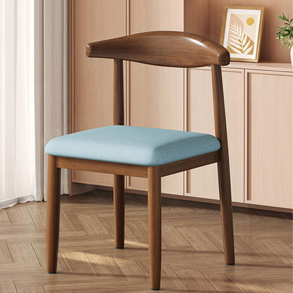 Modern Minimalist Curved Rectangular Cotton Linen Steel Dining Chair Backrest Armless For Dining Room