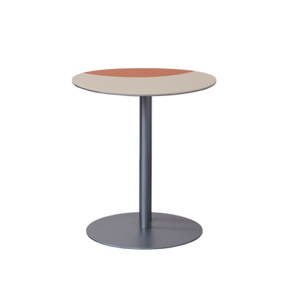 Round Two-Tone Saddle Leather End Table - Minimalist Compact Side Table With Metal Base For Living Room