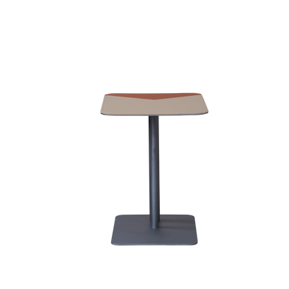 Square Dual-Tone Saddle Leather End Table - Minimalist Asymmetrical Patchwork Detail Corner Table For Living Room