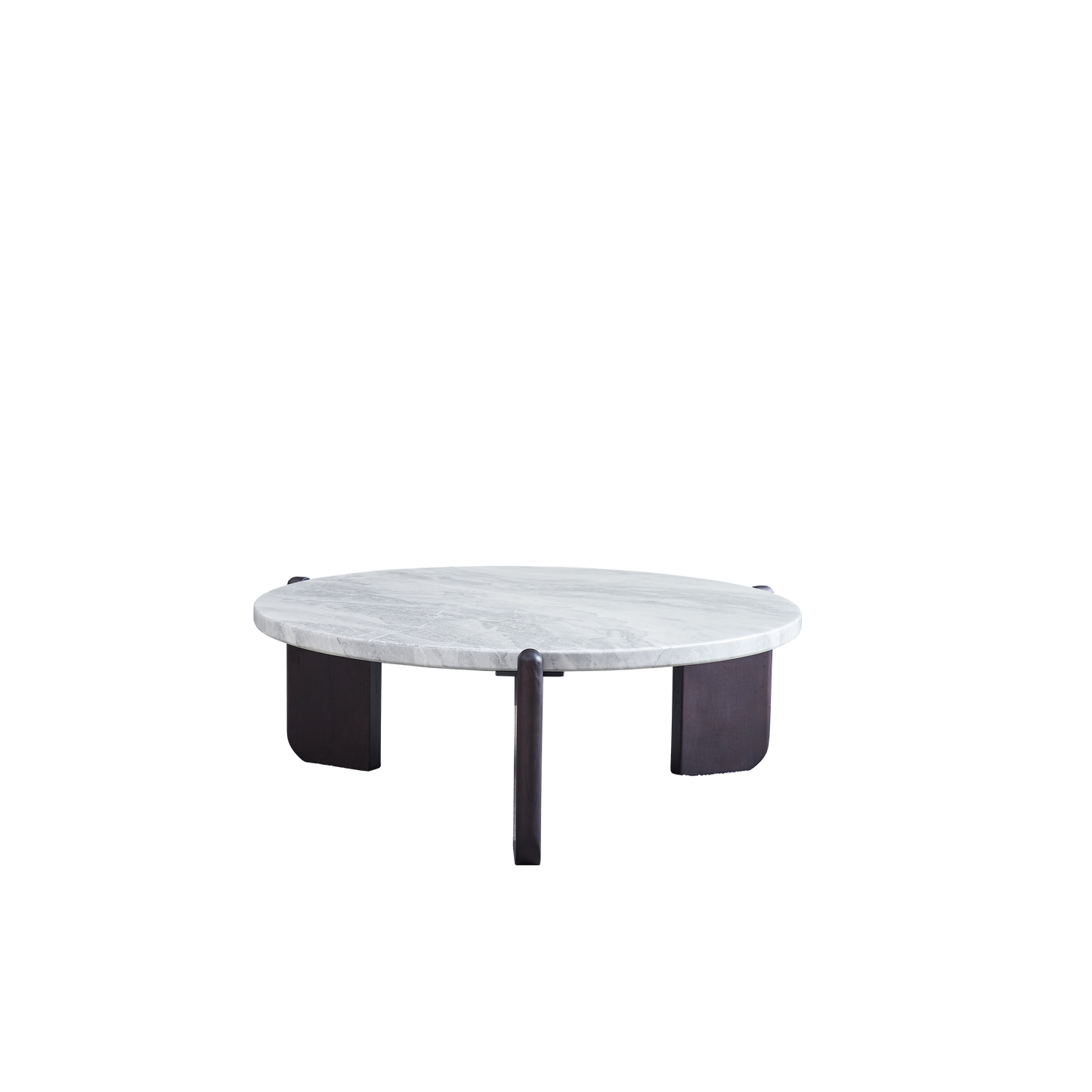 Round Faux Marble Solid Wood Coffee Table - Nordic Natural Texture Accent Table For Living Room