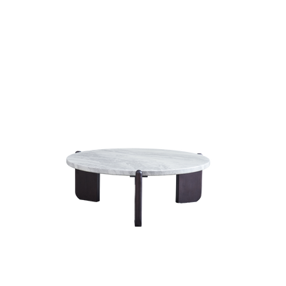 Round Faux Marble Solid Wood Coffee Table - Nordic Natural Texture Accent Table For Living Room