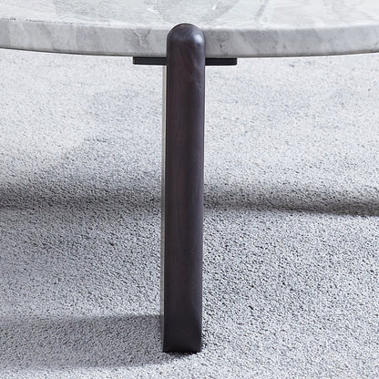 Round Faux Marble Solid Wood Coffee Table - Nordic Natural Texture Accent Table For Living Room