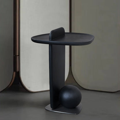 Sculptural Artistic Ball Solid Wood End Table - Art Deco Versatile Corner Table For Living Room