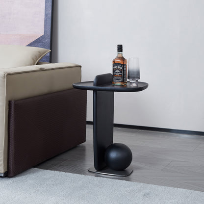 Sculptural Artistic Ball Solid Wood End Table - Art Deco Versatile Corner Table For Living Room