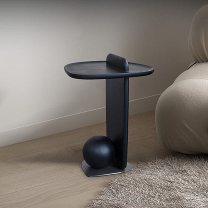 Sculptural Artistic Ball Solid Wood End Table - Art Deco Versatile Corner Table For Living Room