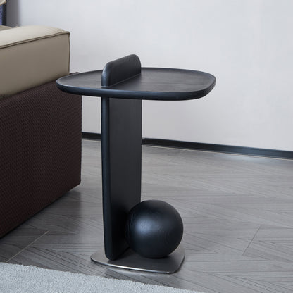 Sculptural Artistic Ball Solid Wood End Table - Art Deco Versatile Corner Table For Living Room