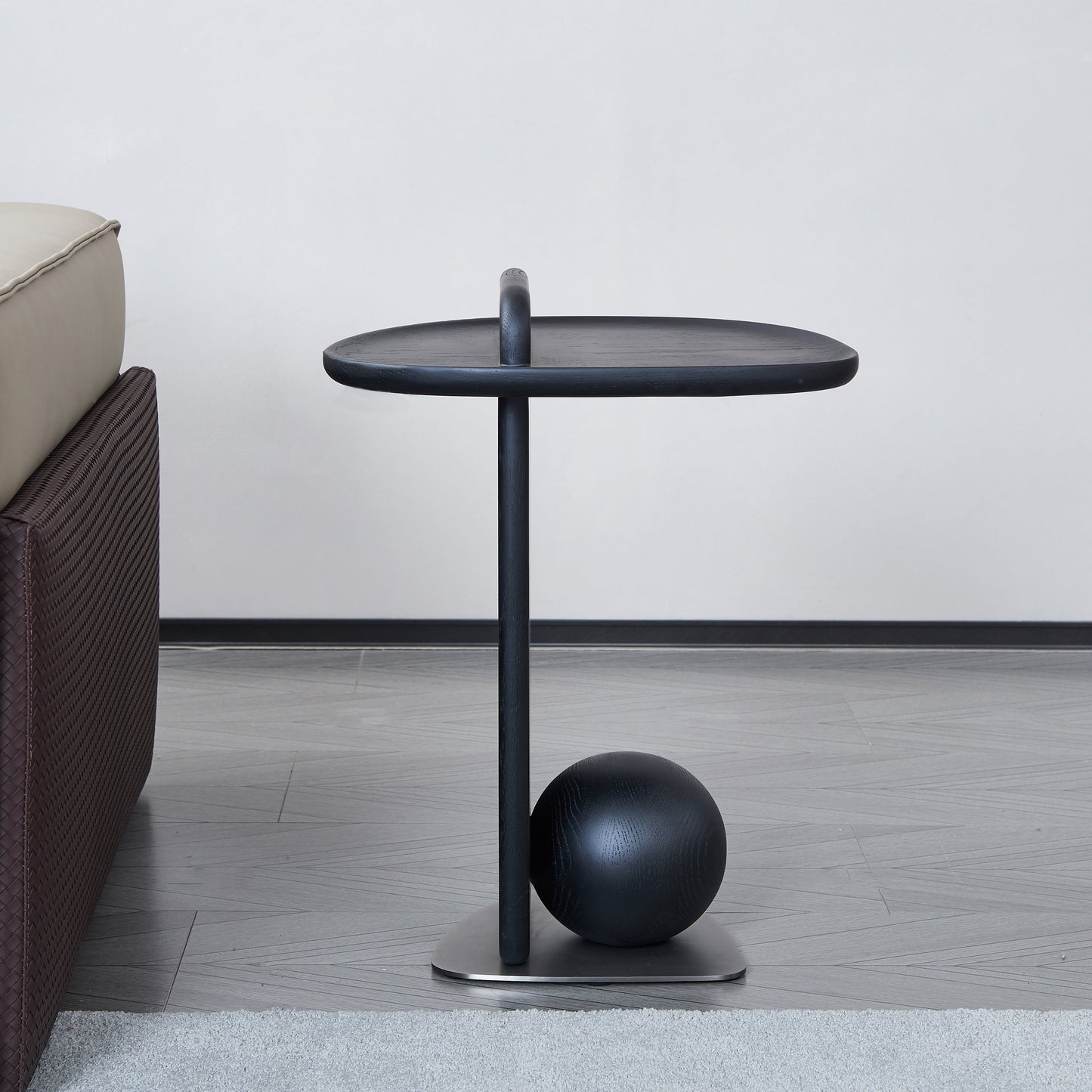 Sculptural Artistic Ball Solid Wood End Table - Art Deco Versatile Corner Table For Living Room