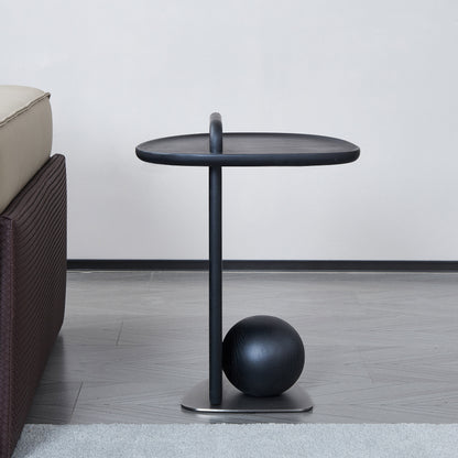 Sculptural Artistic Ball Solid Wood End Table - Art Deco Versatile Corner Table For Living Room