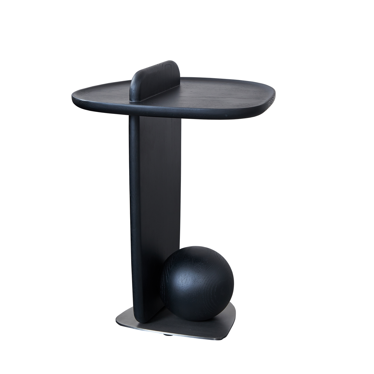 Sculptural Artistic Ball Solid Wood End Table - Art Deco Versatile Corner Table For Living Room