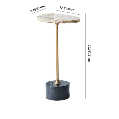 Asymmetrical Top Oval Marble End Table - Japanese Accent Table For Living Room