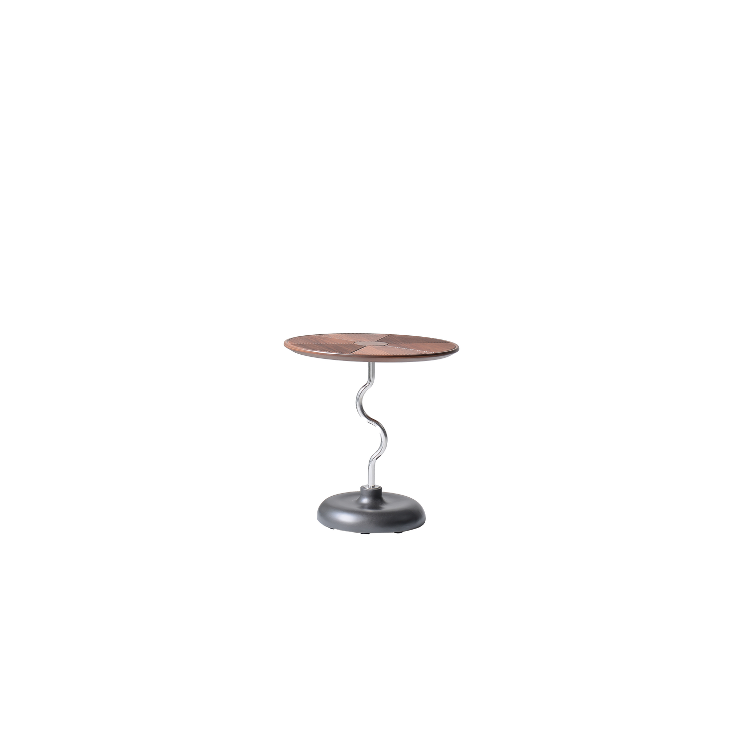 Artistic Round Curved Stem Wood Stainless Steel End Table - Vintage Classic Accent Table For Living Room