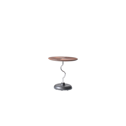 Artistic Round Curved Stem Wood Stainless Steel End Table - Vintage Classic Accent Table For Living Room