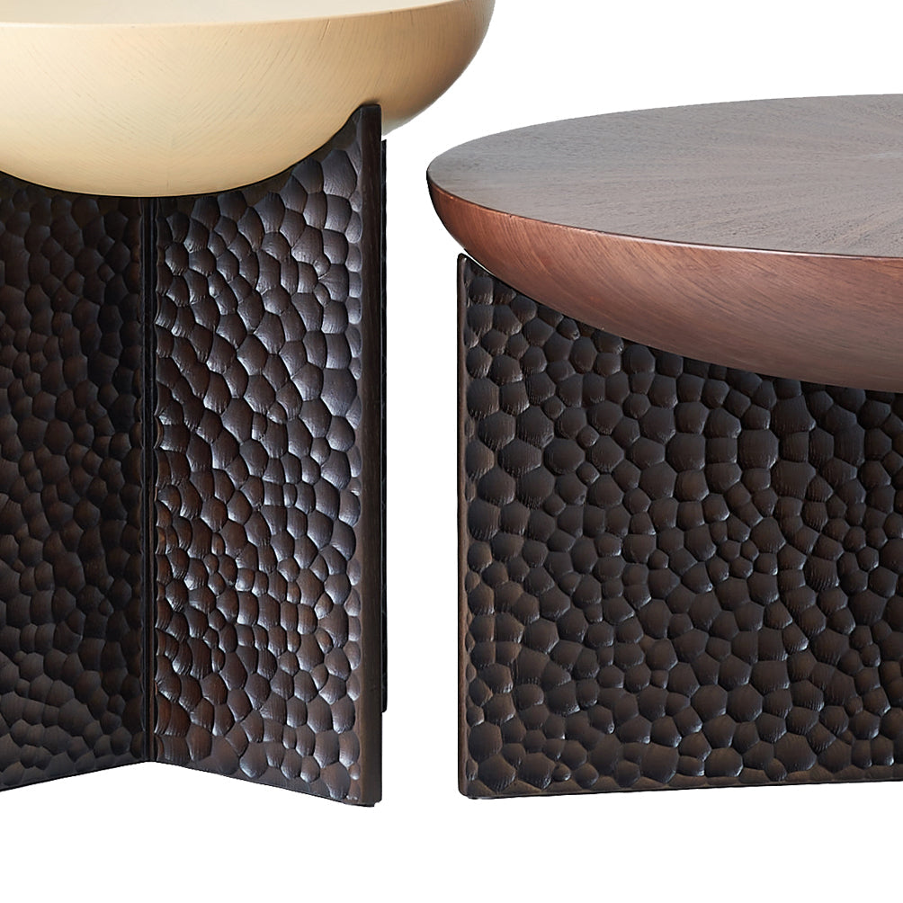 Geometric Cross Base Round Solid Wood Coffee Table - Scandinavian Radiating Grain Tea Table For Living Room