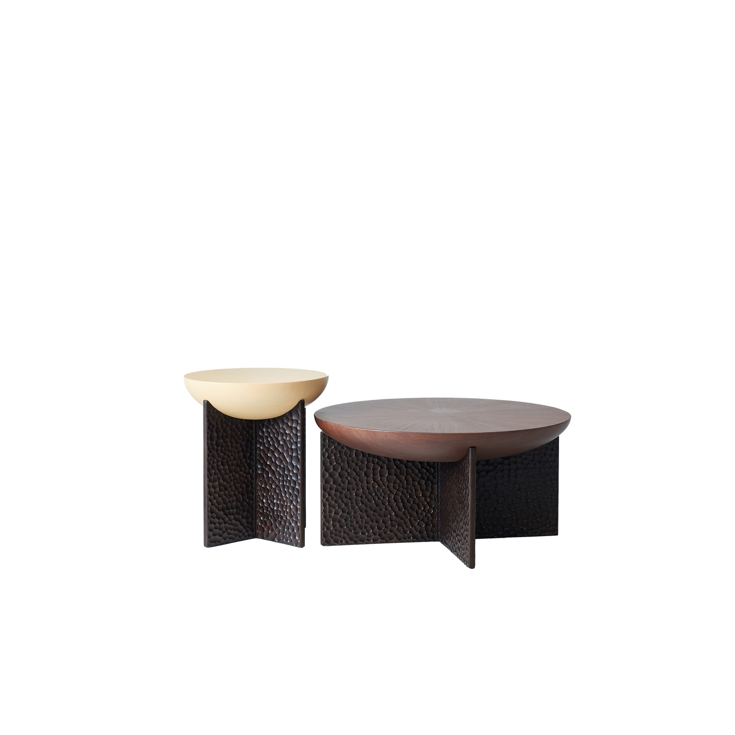 Geometric Cross Base Round Solid Wood Coffee Table - Scandinavian Radiating Grain Tea Table For Living Room