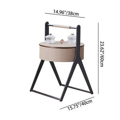 A-Shaped Concealed 1-Storage Saddle Leather End Table - Scandinavian Removable Lid Side Table For Living Room