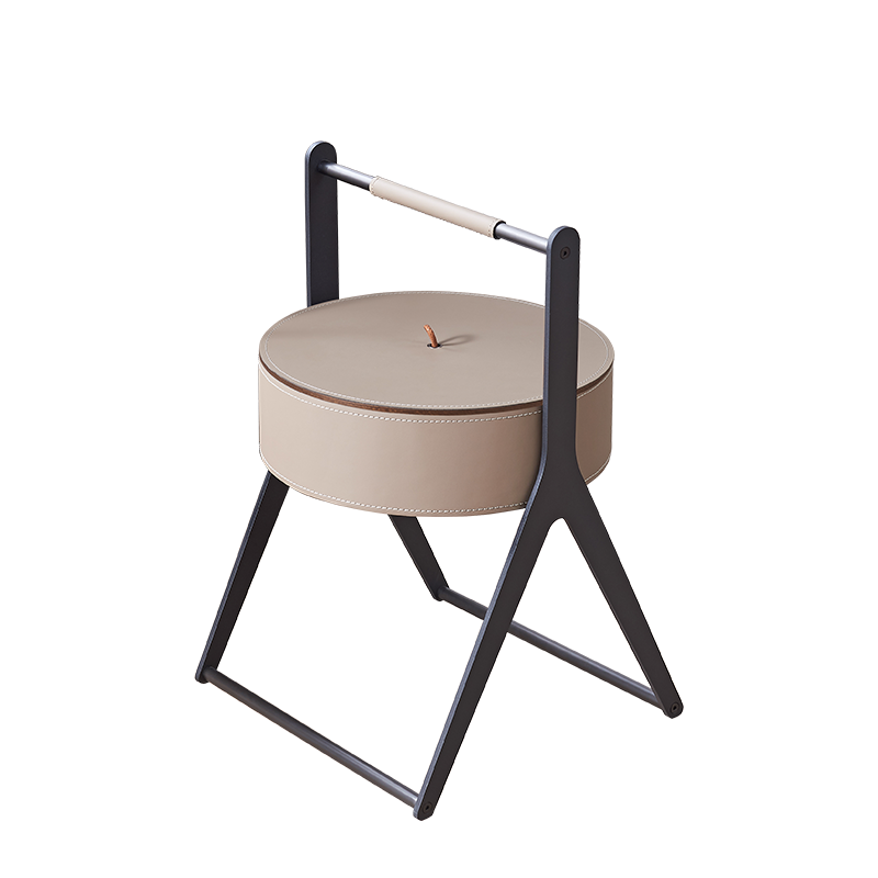 A-Shaped Concealed 1-Storage Saddle Leather End Table - Scandinavian Removable Lid Side Table For Living Room