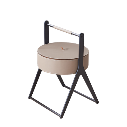 A-Shaped Concealed 1-Storage Saddle Leather End Table - Scandinavian Removable Lid Side Table For Living Room