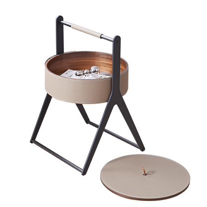 A-Shaped Concealed 1-Storage Saddle Leather End Table - Scandinavian Removable Lid Side Table For Living Room